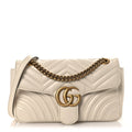 Gucci Calfskin Matelasse Small GG Marmont Shoulder Bag White