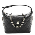 Chanel Caviar Quilted Hobo Clutch With Chain Black