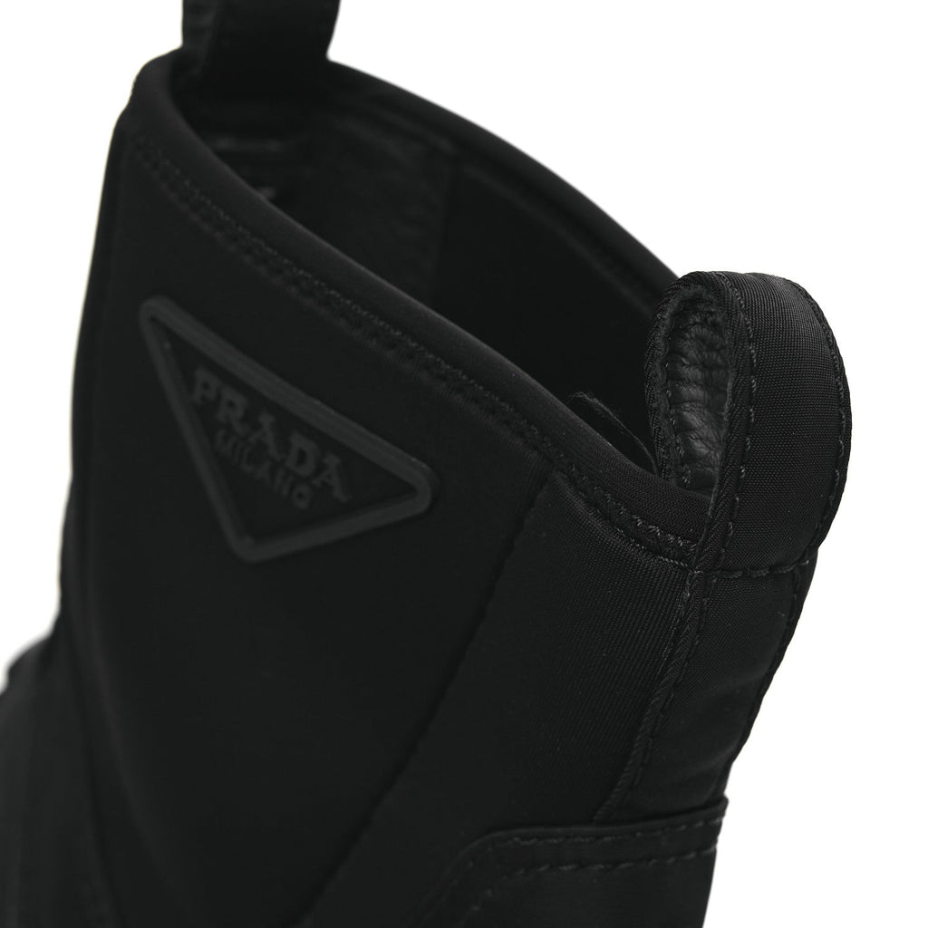 Prada Re-Nylon Gabardine Rubber Triangle Logo Womens Monolith 55mm Ankle Boots 38 Black