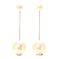 Pearl CC Chain Drop Earrings Gold