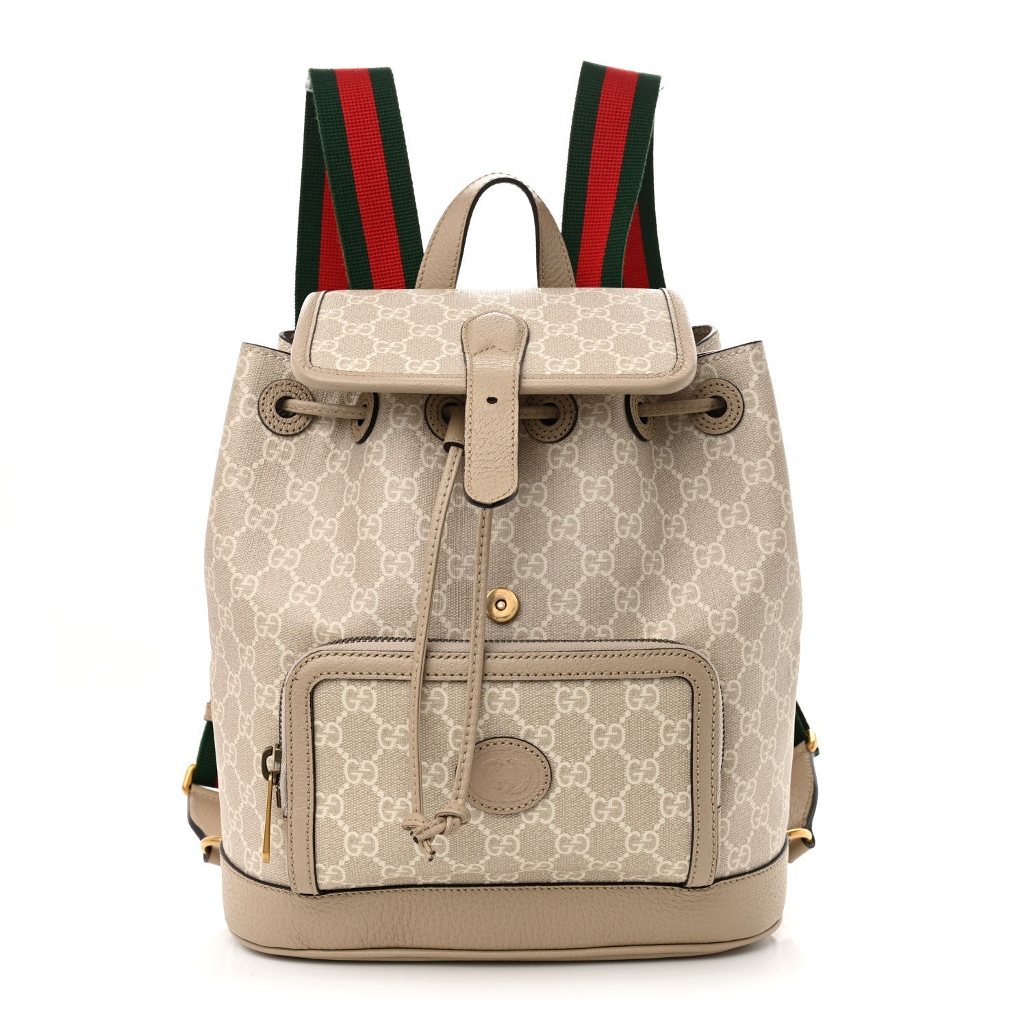 Gucci GG Supreme Monogram Azalea Calfskin Retro Interlocking G Buckle Backpack Beige Mystic White
