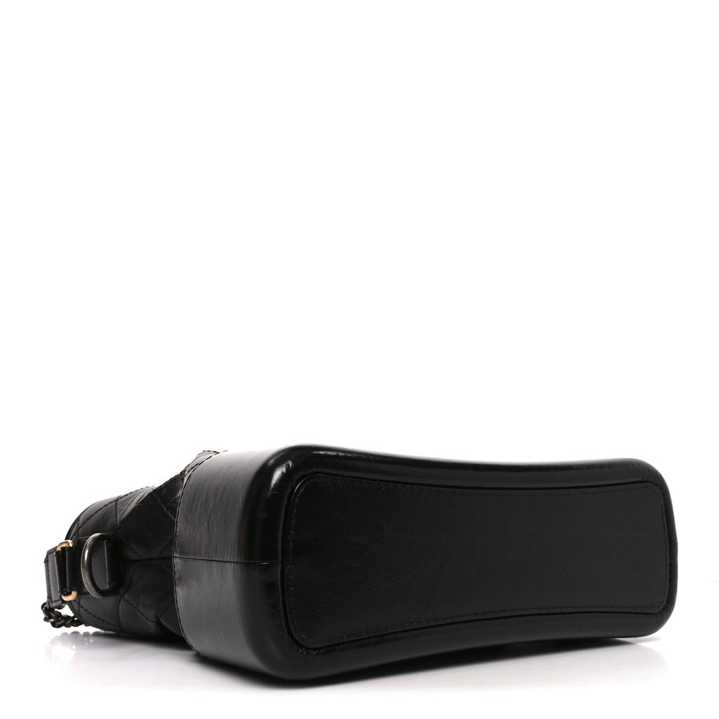 Chanel Aged Calfskin Quilted Medium Gabrielle Hobo Black