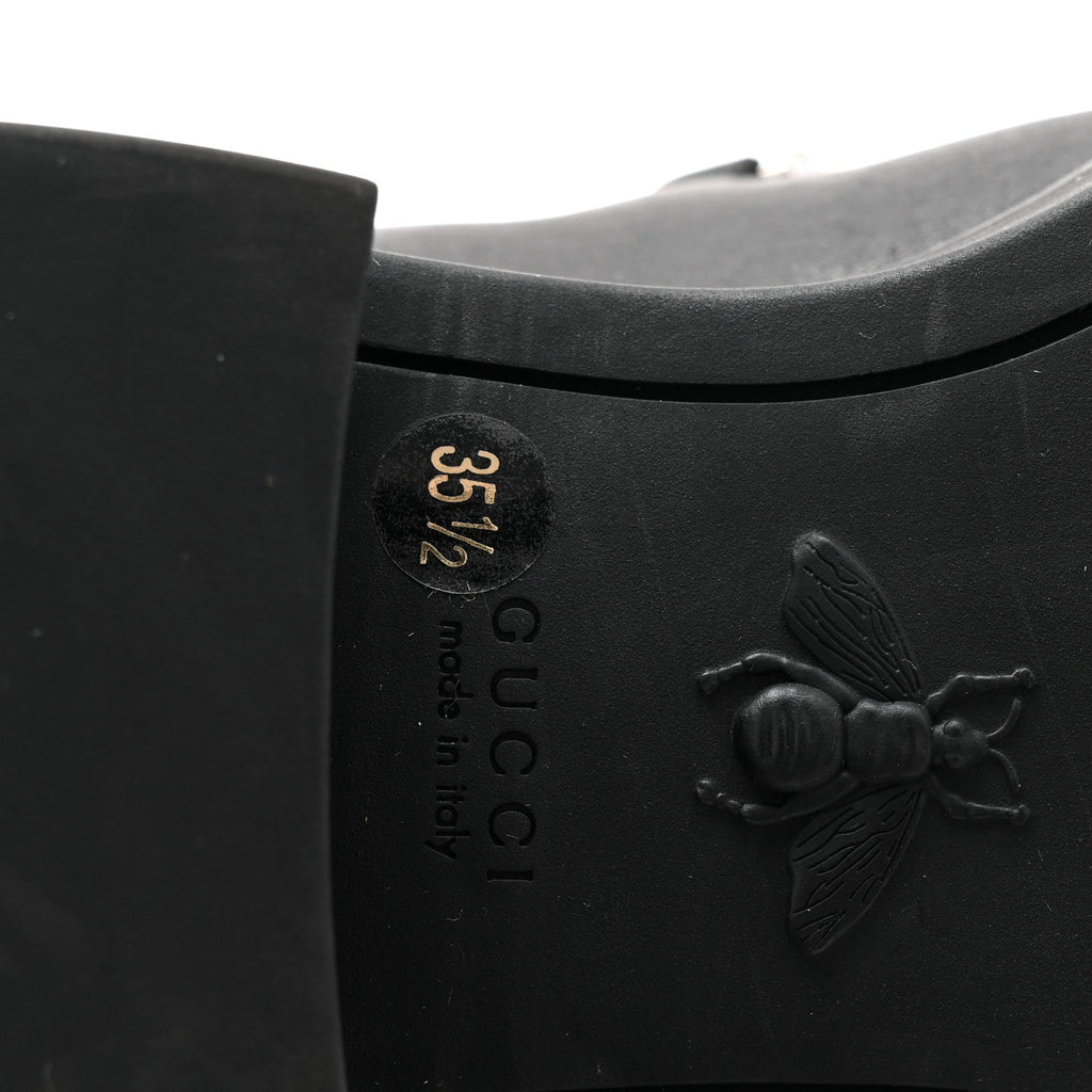 Gucci Flores Calfskin Horsebit Chain Ankle Boots 35.5 Black
