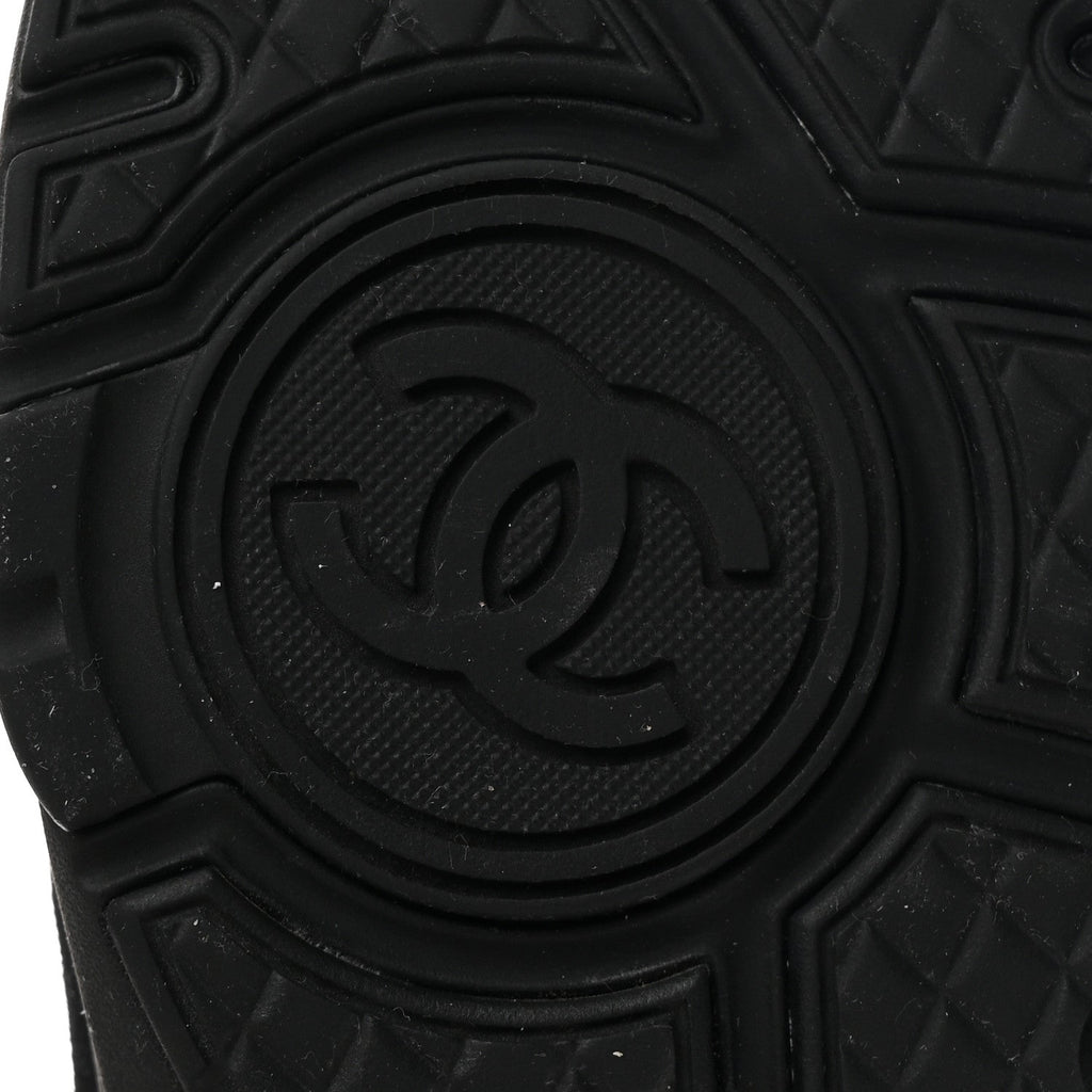Chanel Suede Calfskin CC Sneakers 36.5 Black Grey