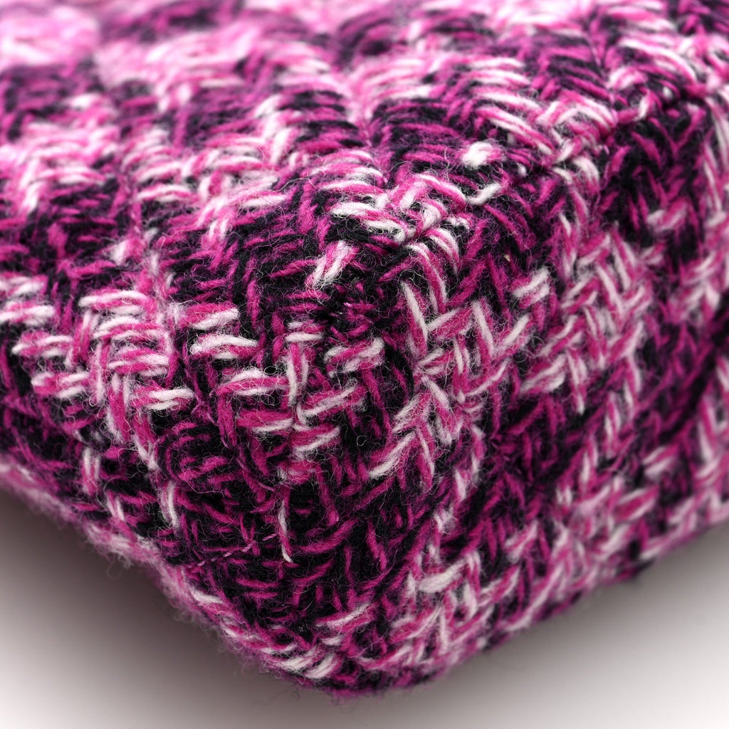 Chanel Tweed Quilted Mini Clutch With Chain Purple
