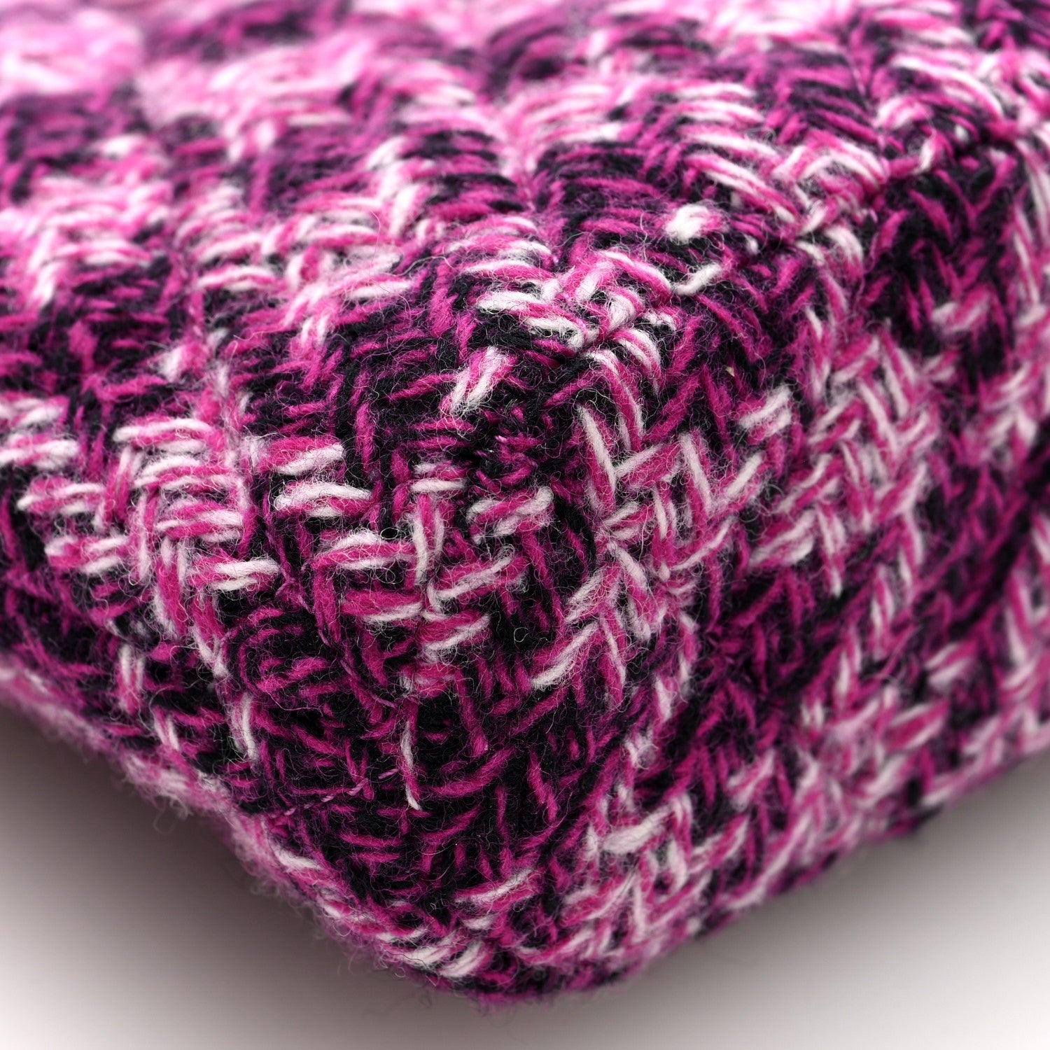 Chanel Tweed Quilted Mini Clutch With Chain Purple