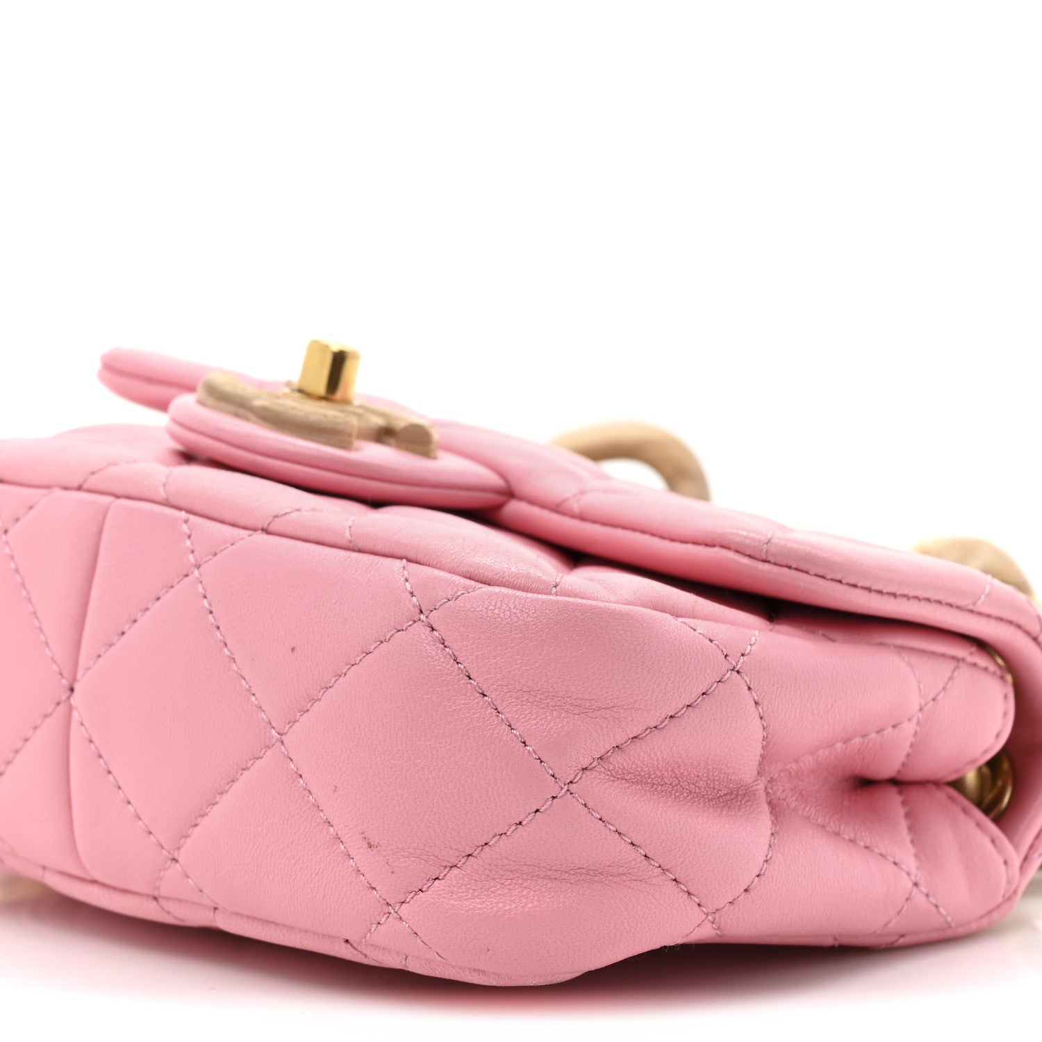 Chanel Lambskin Wenge Quilted Mini Fashion Wood Square Flap Pink