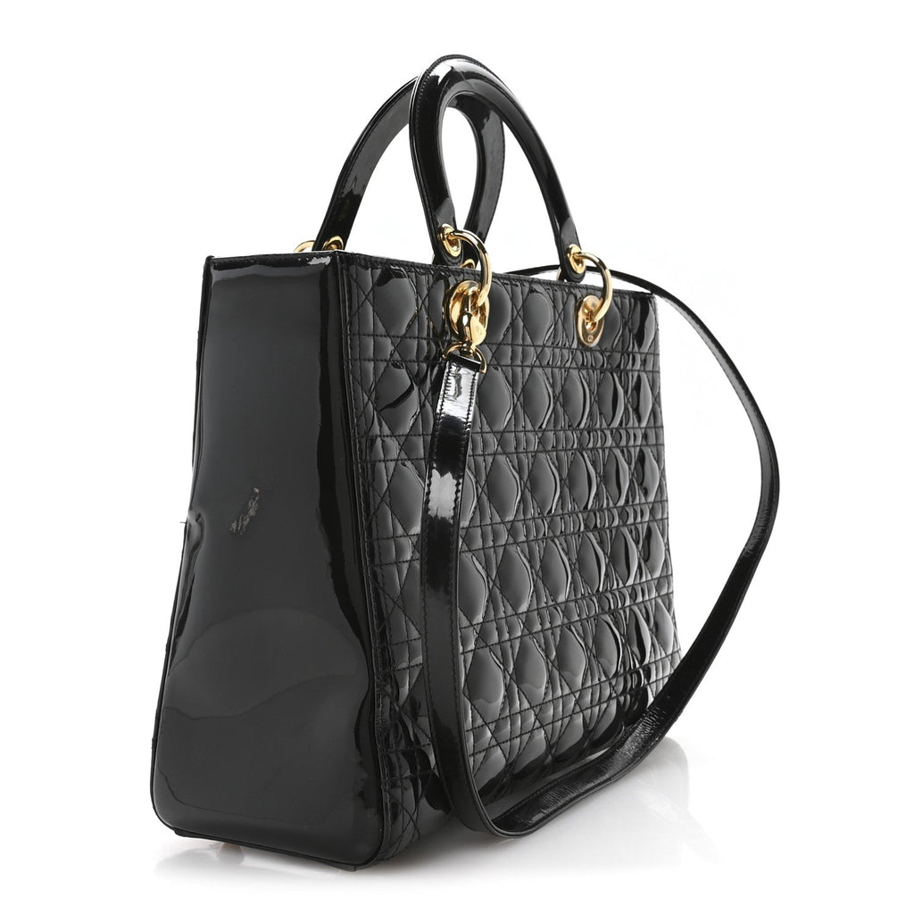 Christian Dior Patent Cannage Large Lady Dior Black