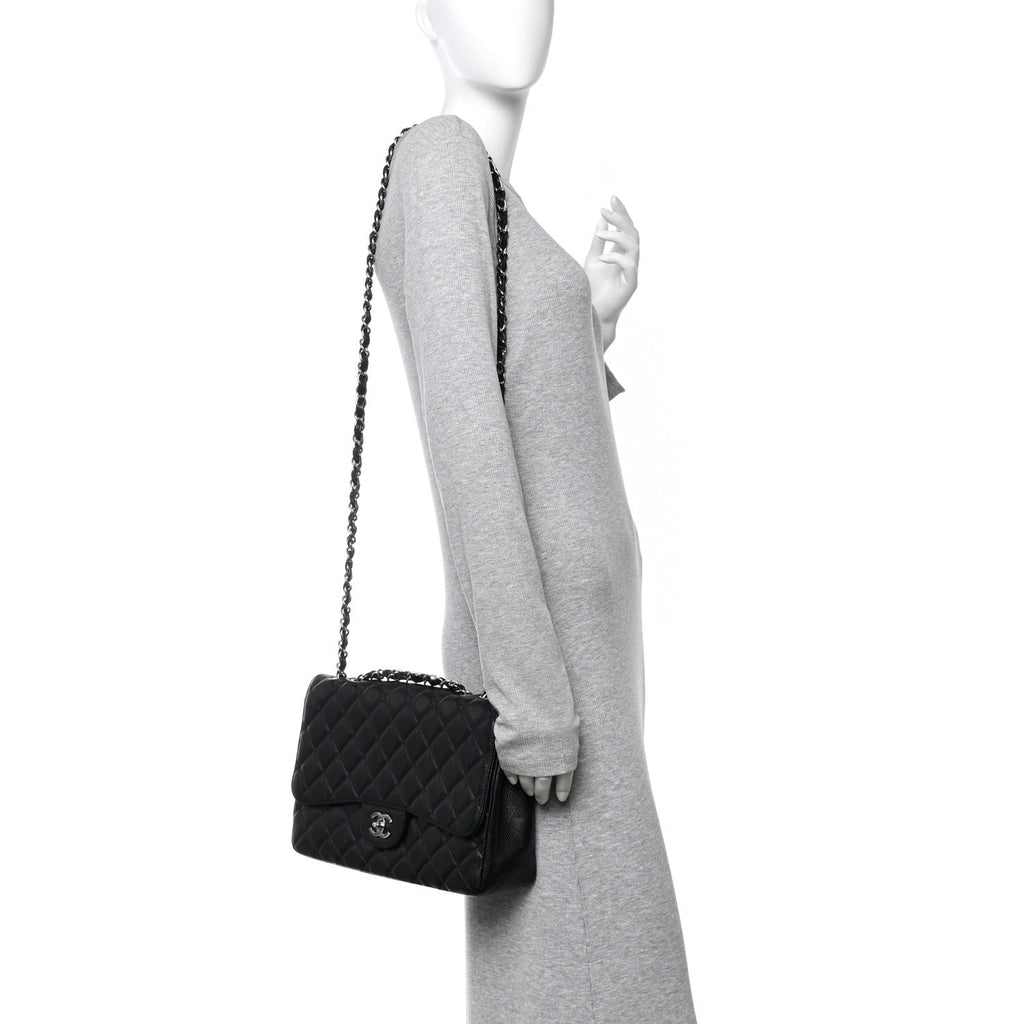 Chanel Caviar Quilted Jumbo Single Flap Black