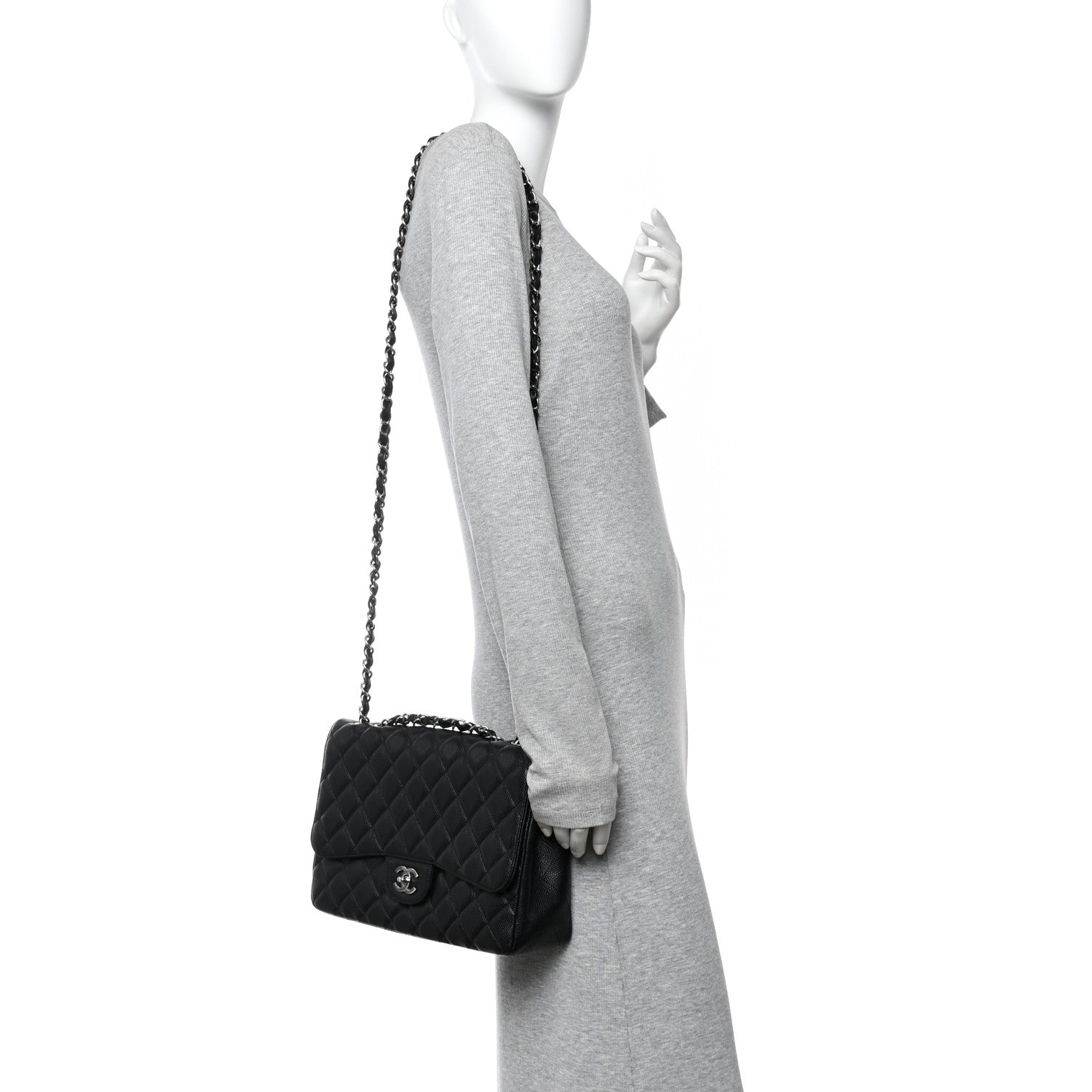 Chanel Caviar Quilted Jumbo Single Flap Black