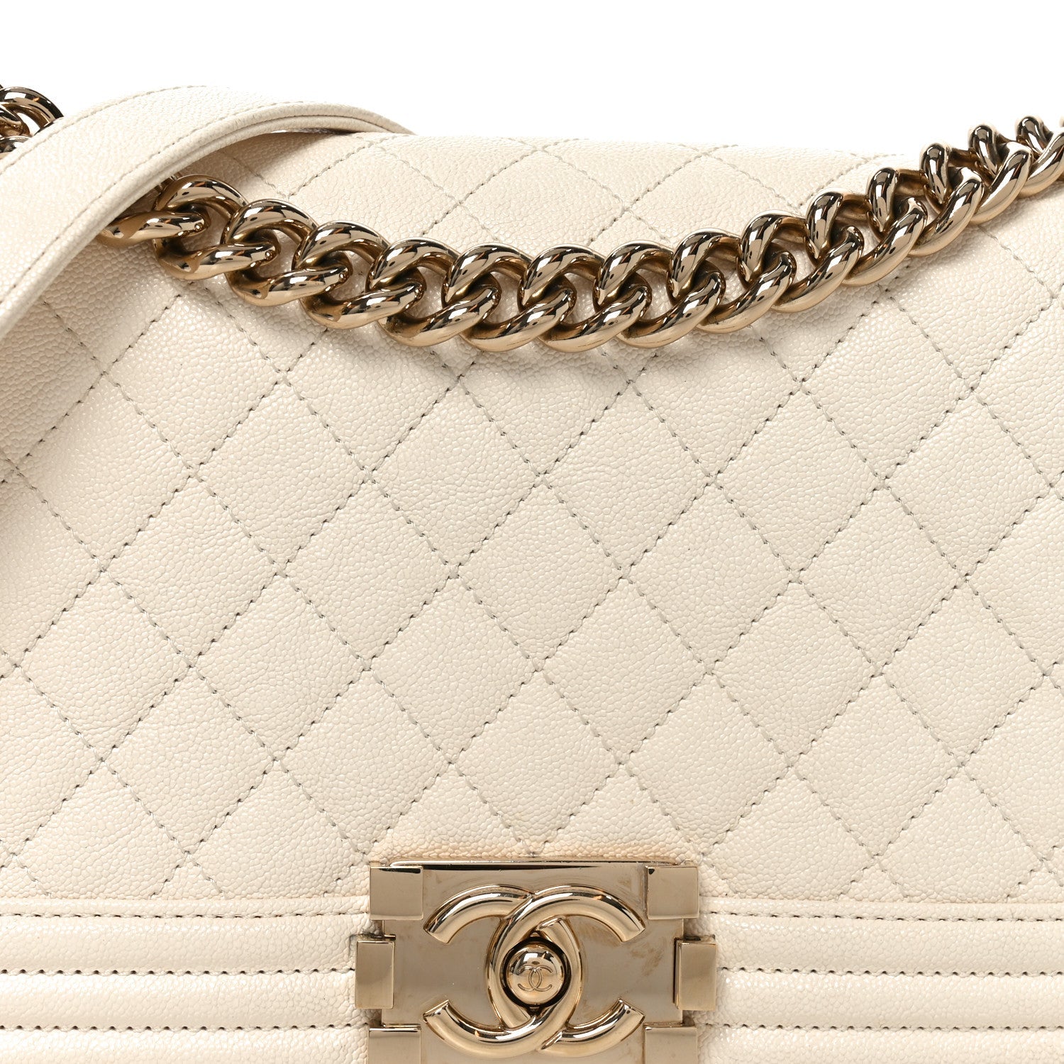 Chanel Caviar Quilted Medium Boy Flap White