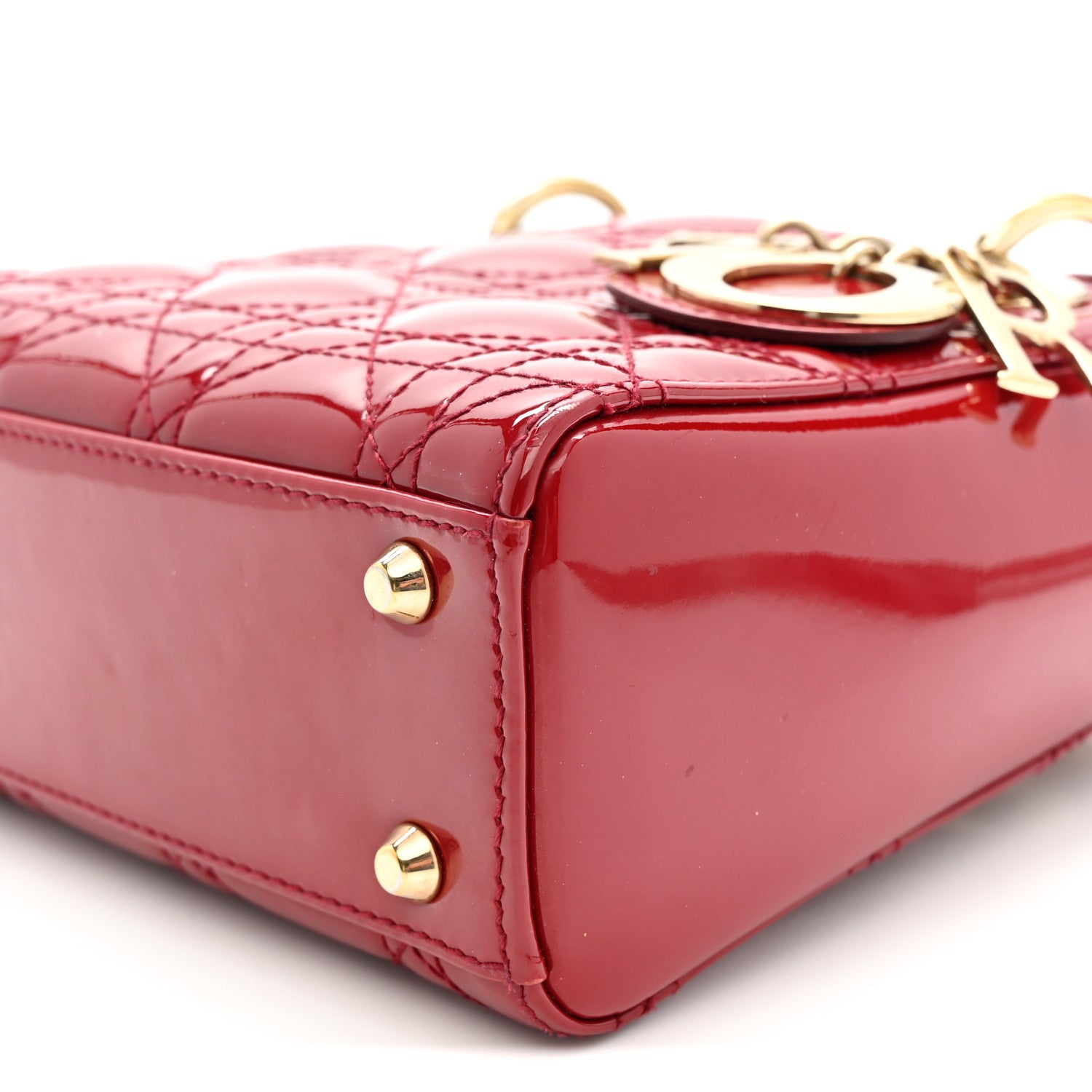 Christian Dior Patent Cannage Mini Lady Dior Red