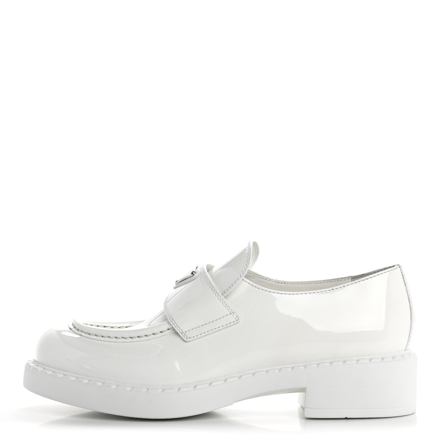 Prada Vernice Triangle 50mm Loafers 39.5 White