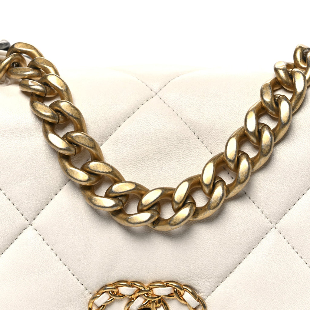 Chanel Goatskin Quilted Medium Chanel 19 Flap White