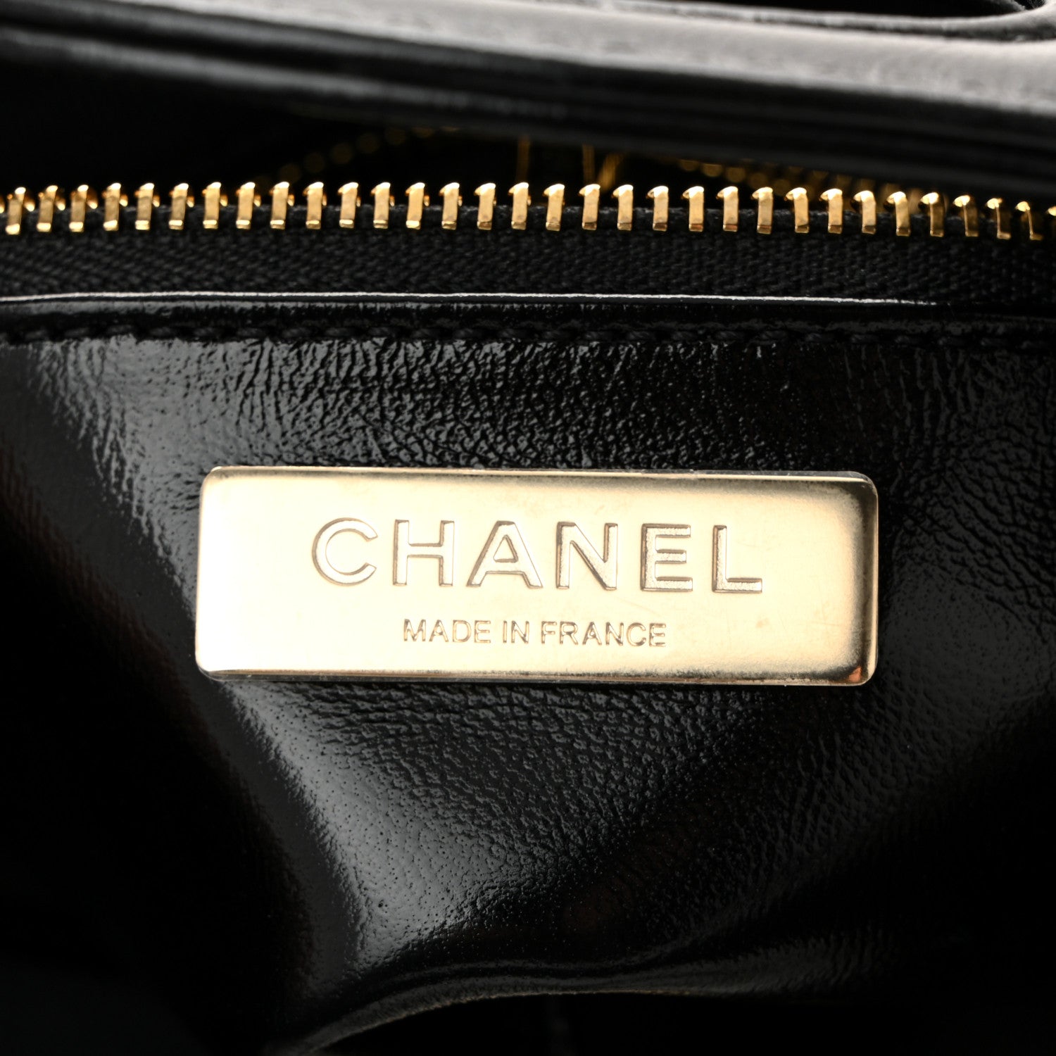Chanel Shiny Crumpled Calfskin Quilted Mini 31 Shopping Bag Black