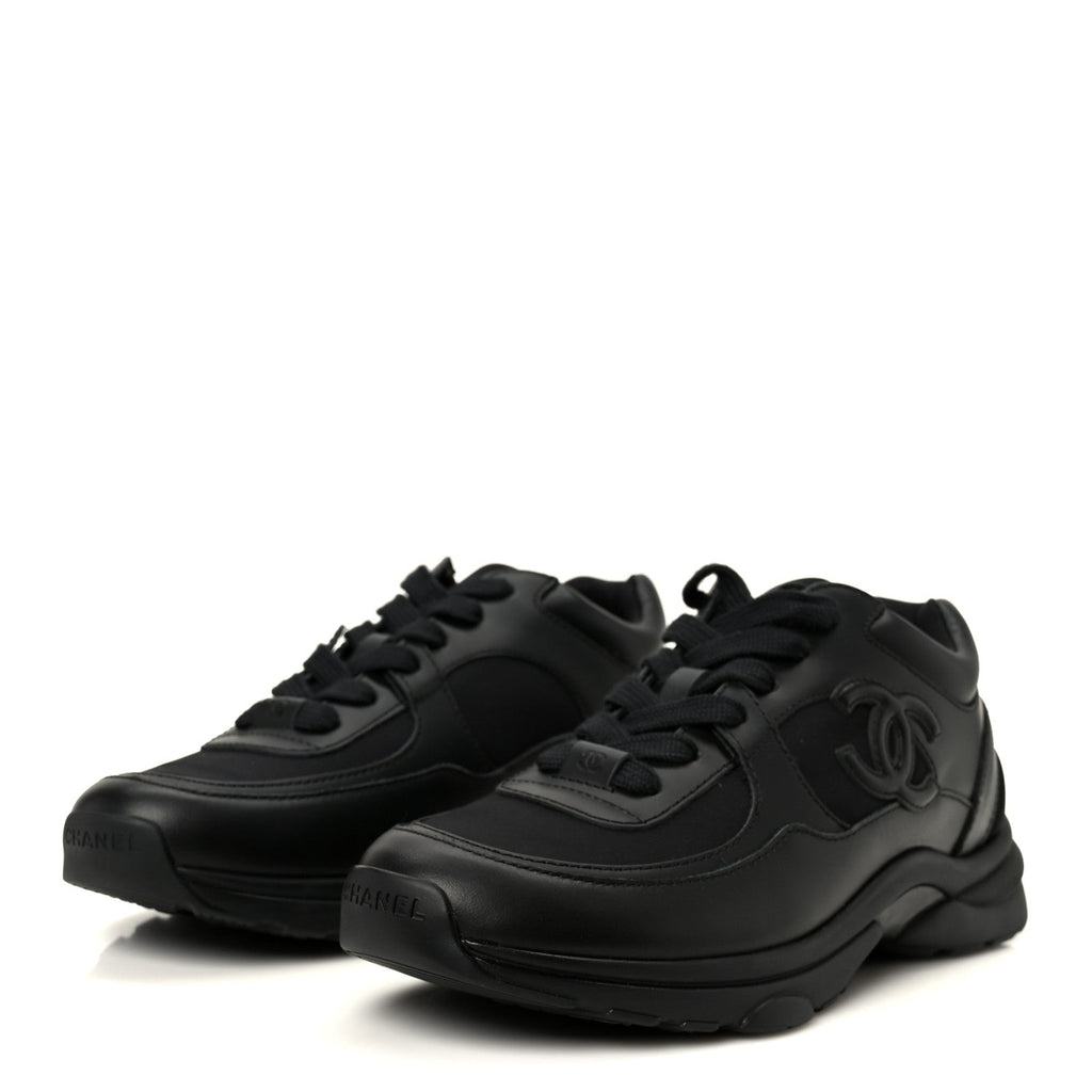 Lambskin Fabric CC Sneakers 39 Black