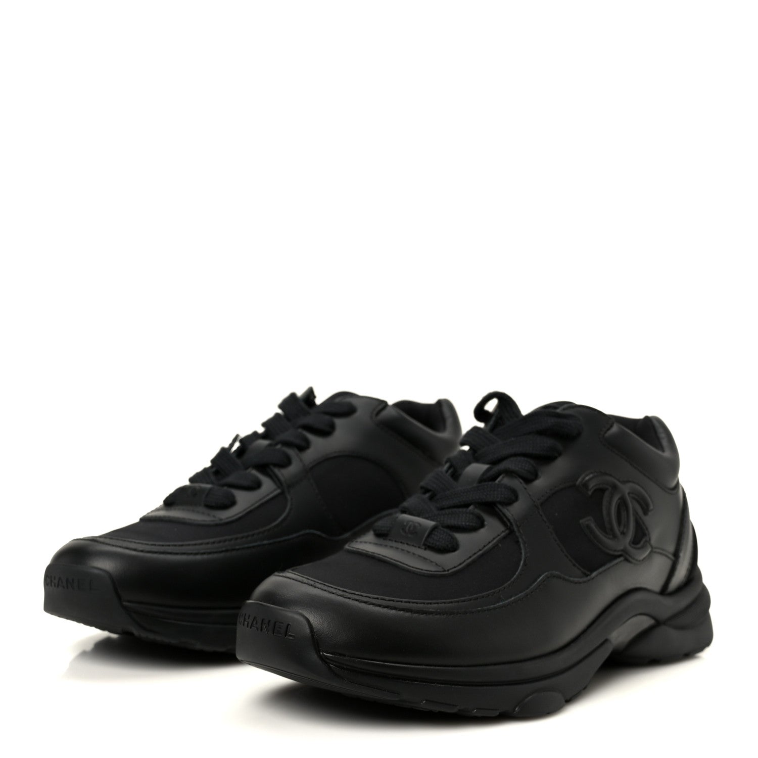 Lambskin Fabric CC Sneakers 39 Black