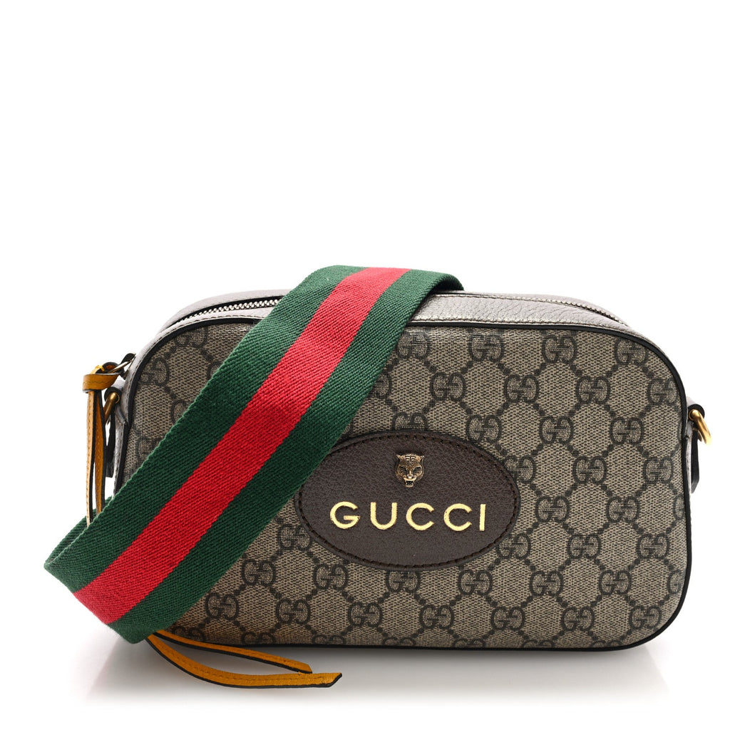 Gucci GG Supreme Monogram Web Neo Vintage Shoulder Bag Beige New Acero Crop