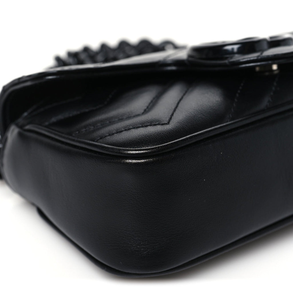 Gucci Calfskin Matelasse Monochrome GG Marmont Chain Belt Bag Black