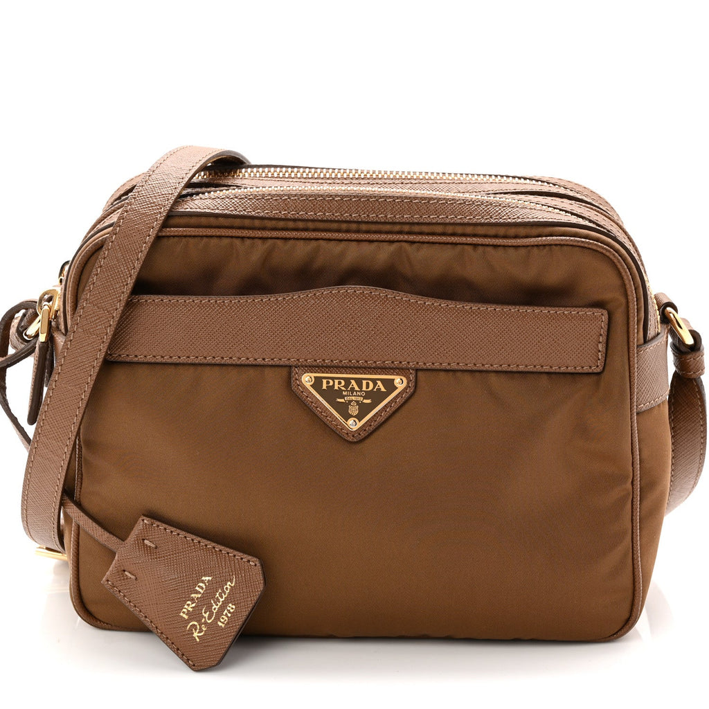 Prada Tessuto Nylon Saffiano Re-Edition 1978 Messenger Bag Sughero