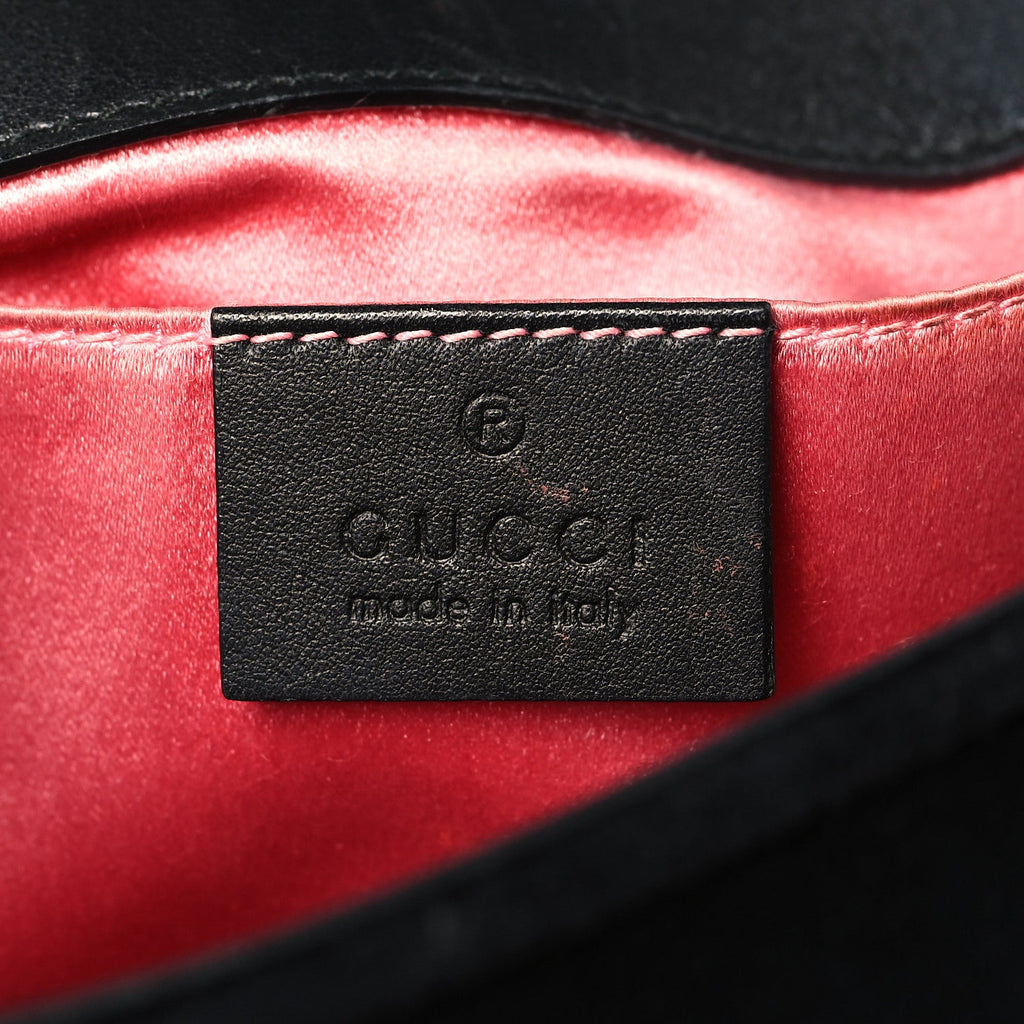 Gucci Velvet Matelasse Mini GG Marmont Shoulder Bag Black