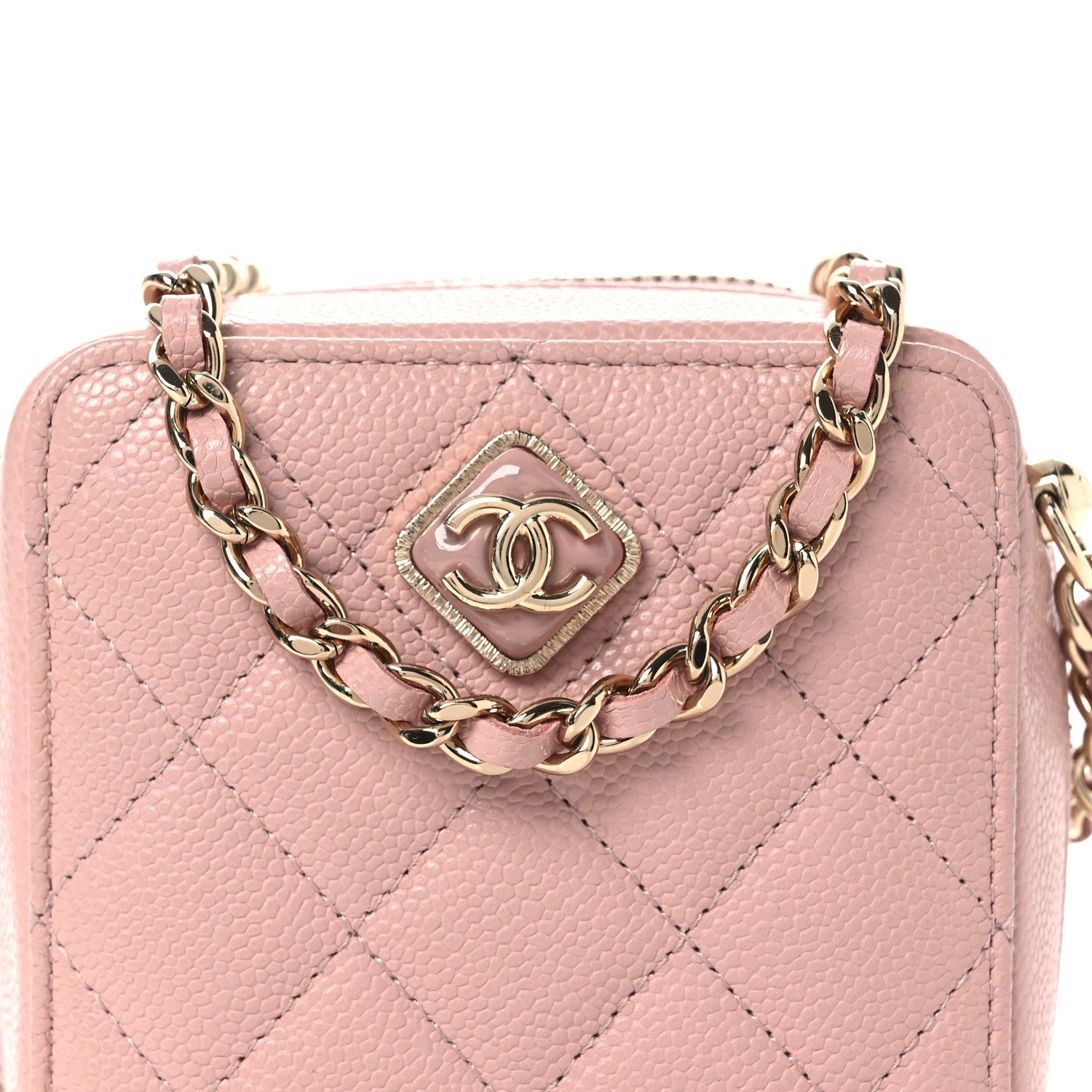 Chanel Caviar Quilted Clutch with Chain Light Pink