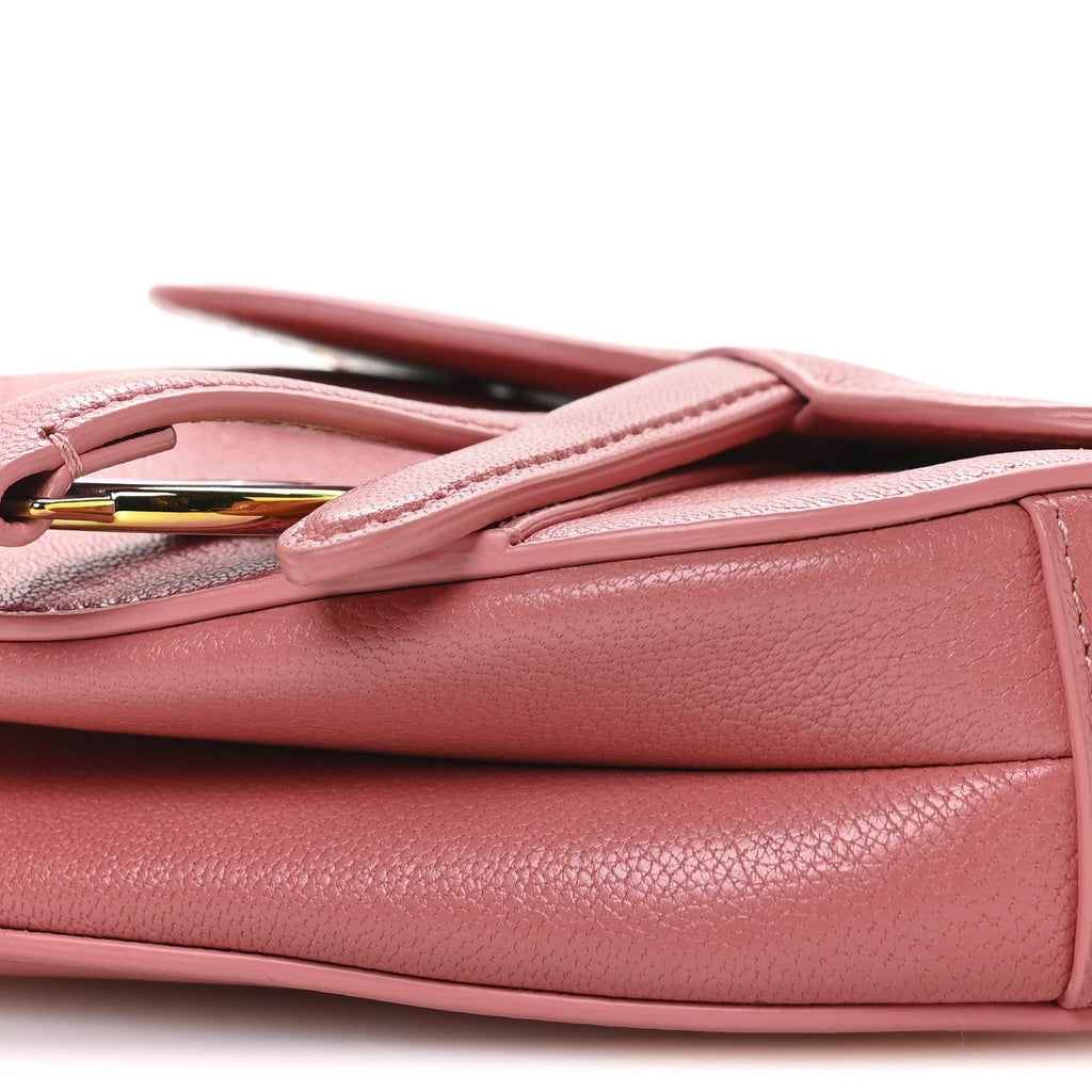 Christian Dior Goatskin Micro Saddle Bag With Strap Coral Powder