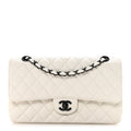 Chanel Crumpled Calfskin Quilted Medium Double Flap White