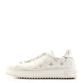 Louis Vuitton Calfskin Monogram Debossed Time Out Sneakers 38 White Silver