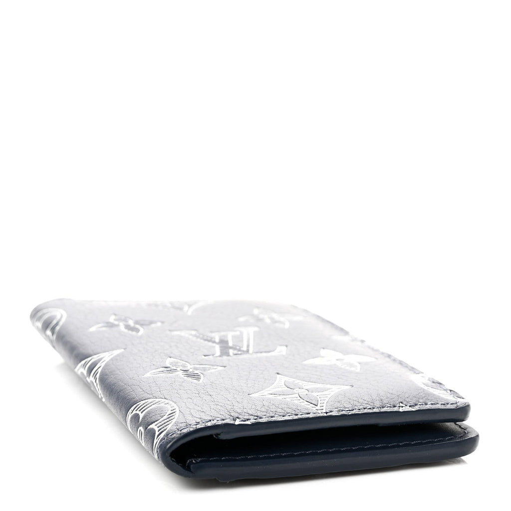 Louis Vuitton Calfskin Monogram Shadow Pocket Organizer Navy Blue White