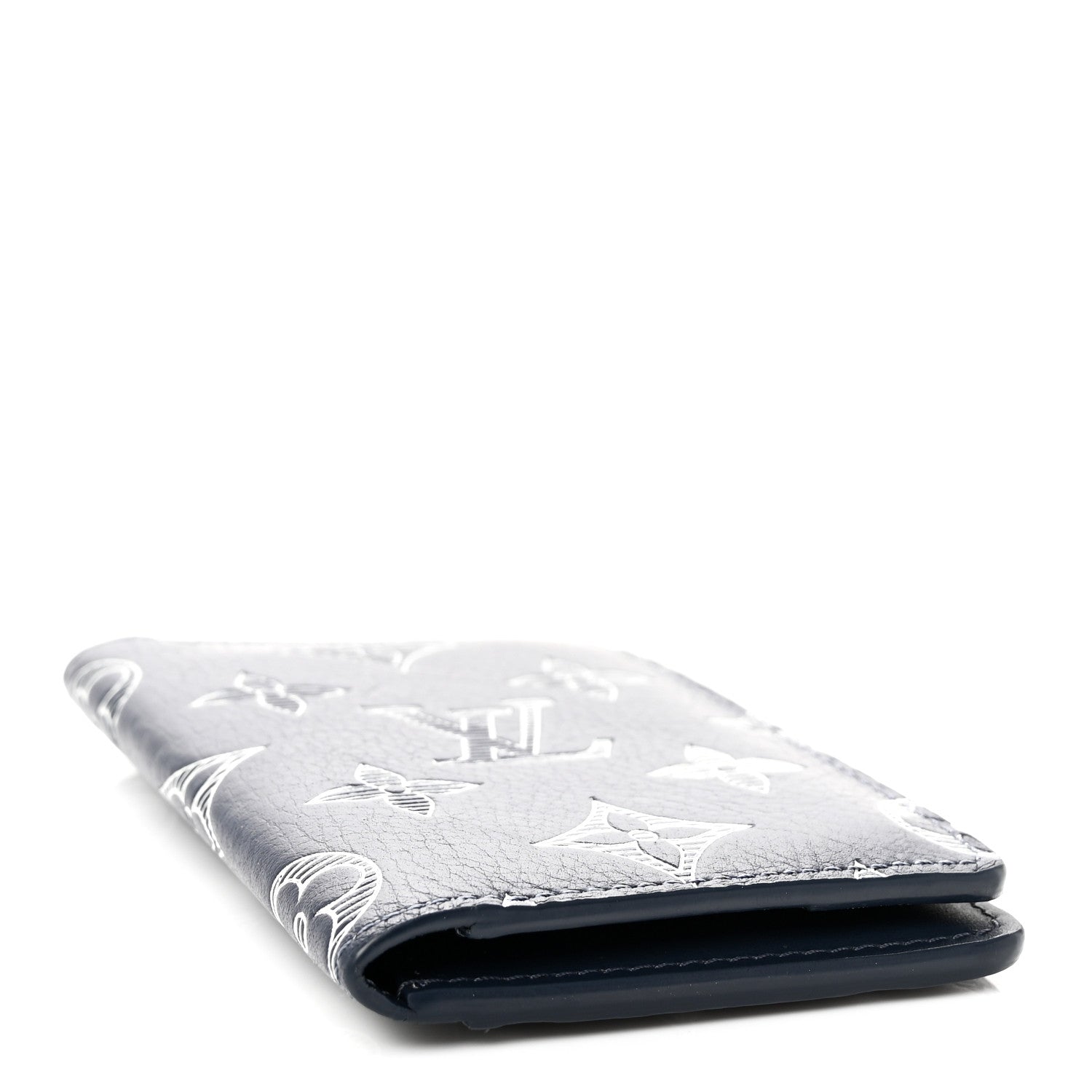 Louis Vuitton Calfskin Monogram Shadow Pocket Organizer Navy Blue White