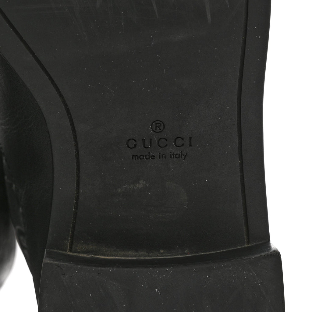 Gucci Guccissima Calfskin Miro Soft Knee High Riding Boots 35 Black