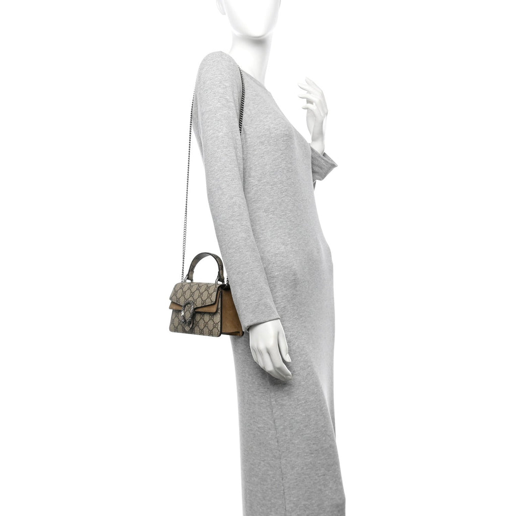 Gucci GG Supreme Monogram Mini Dionysus Top Handle Bag Taupe