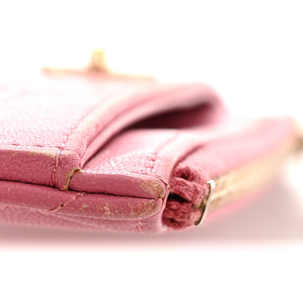 Chanel Sheepskin Quilted Mademoiselle Vintage Zip Pouch Pink