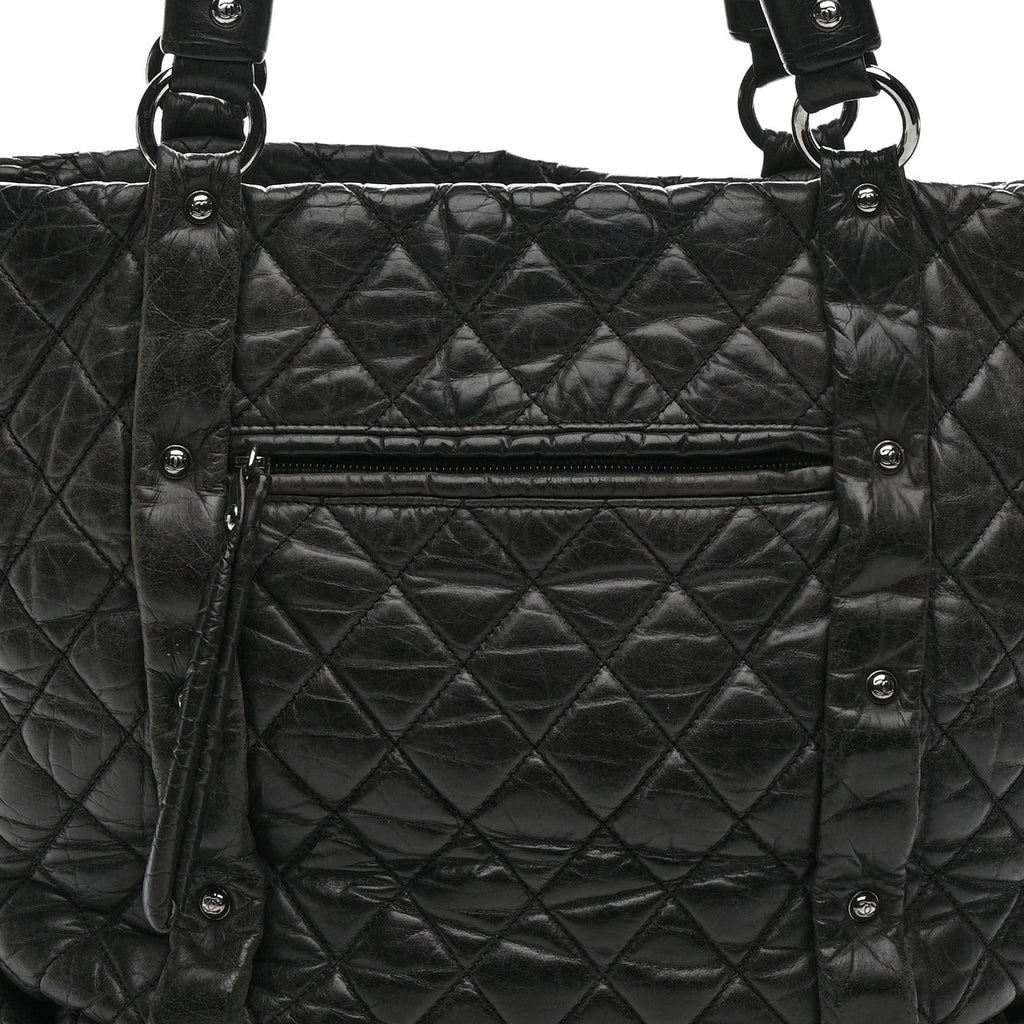 Chanel Distressed Lambskin Vintage Ligne Lady Braid Tote Black