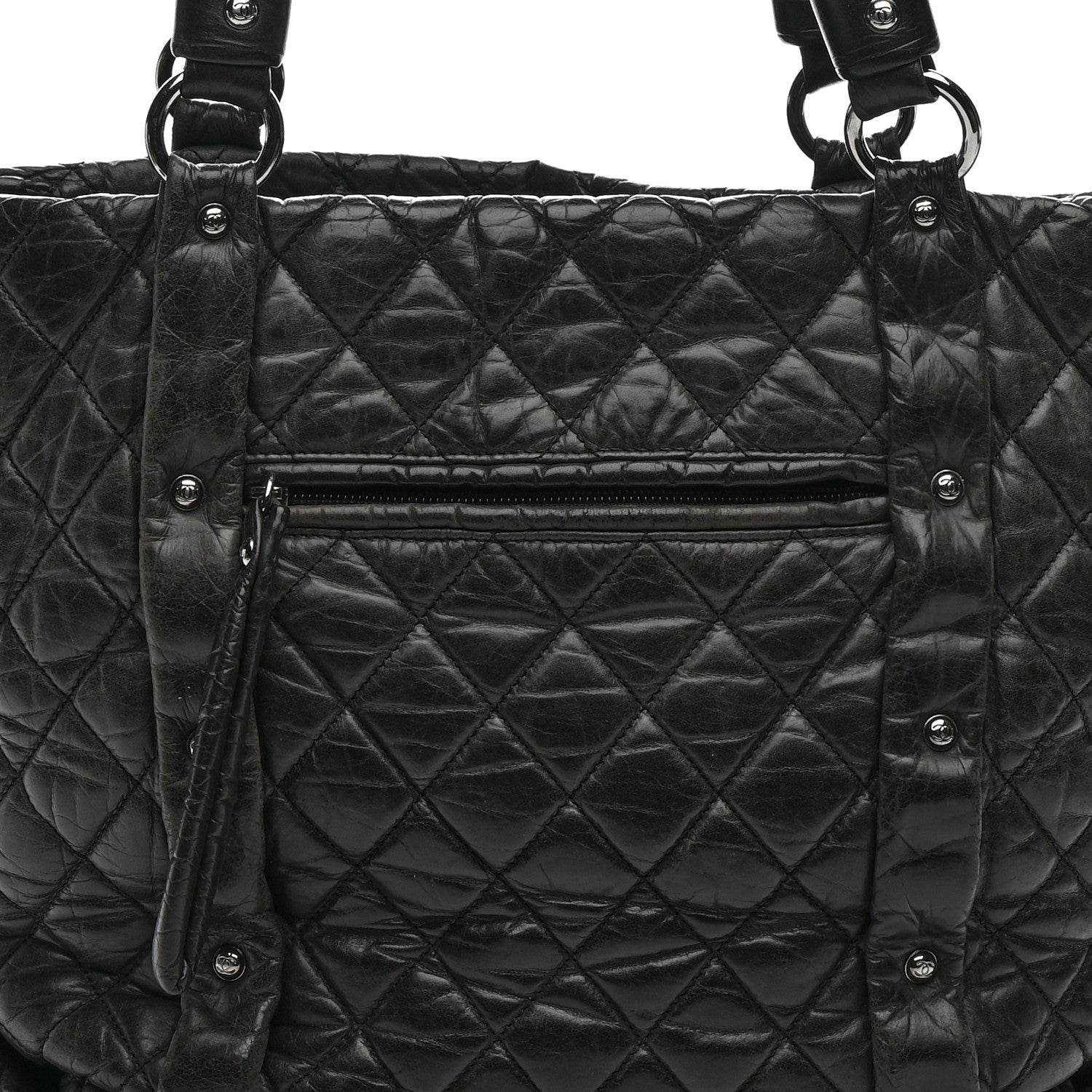 Chanel Distressed Lambskin Vintage Ligne Lady Braid Tote Black