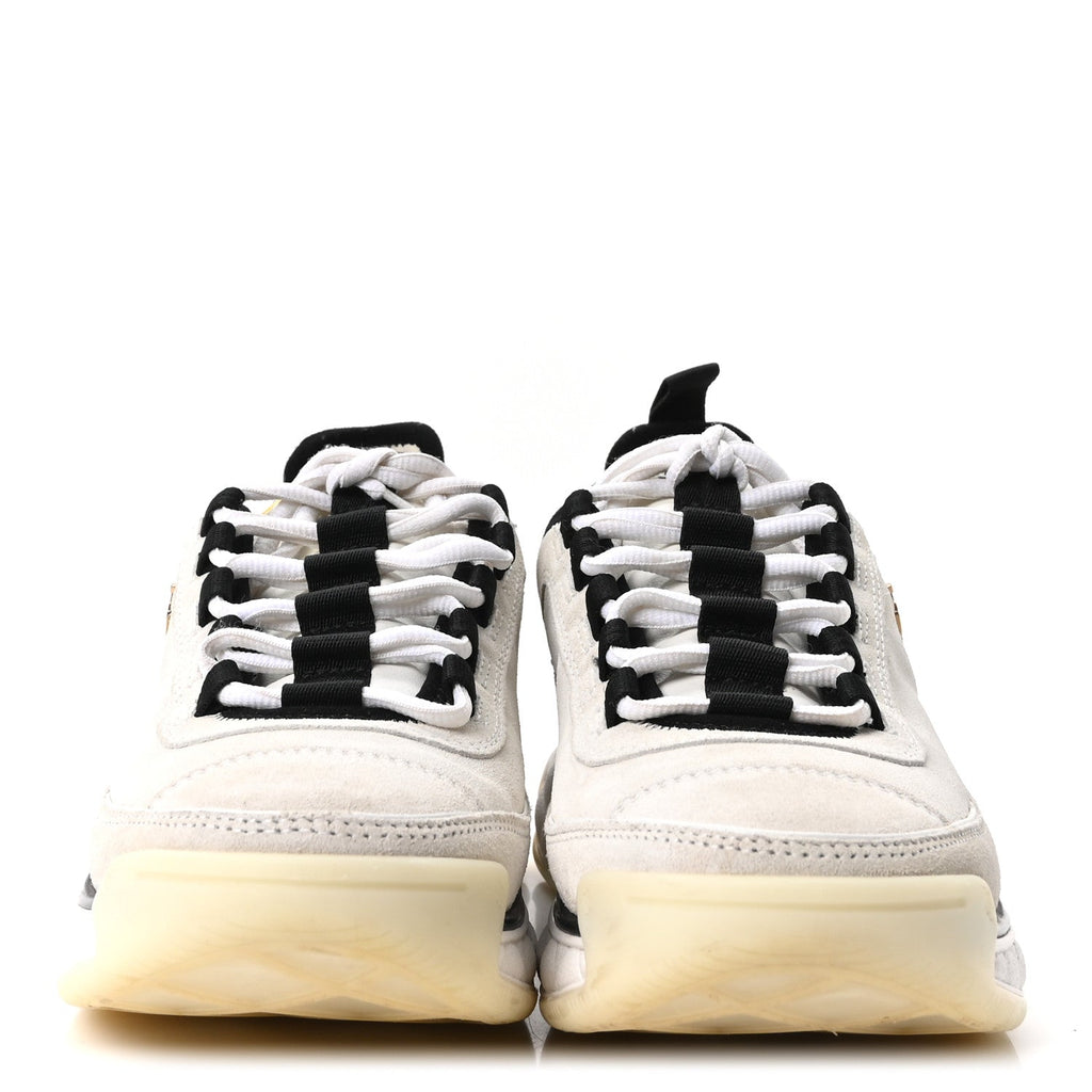 Chanel Suede Calfskin Nylon Grosgrain CC Sneakers 37 White