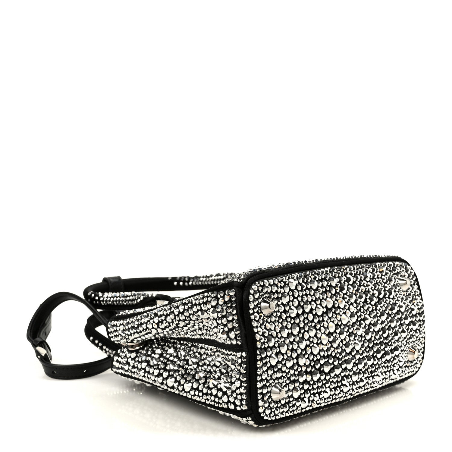 Prada Satin Crystal Mini Galleria Double Zip Tote Metal