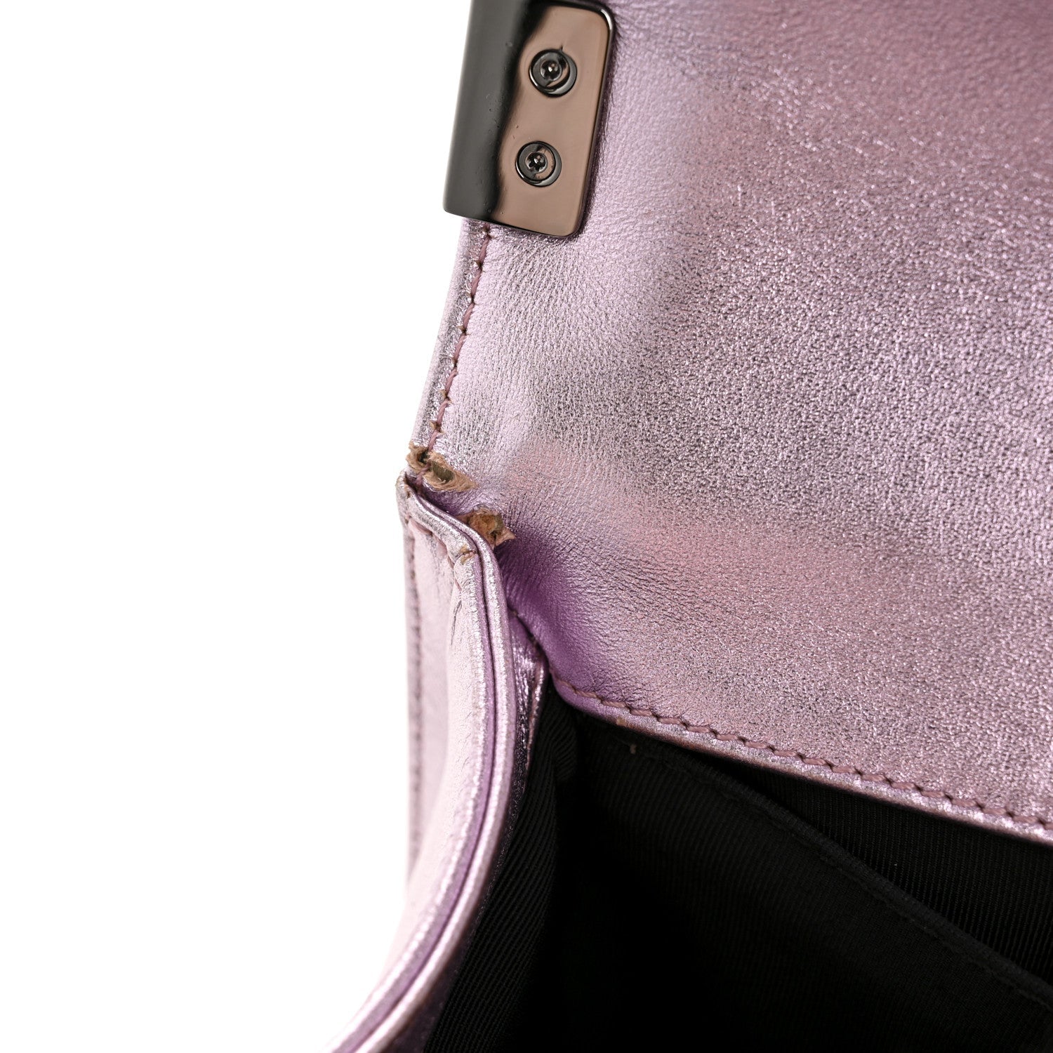 Chanel Metallic Patent Calfskin Quilted Medium Boy Flap Light Pink