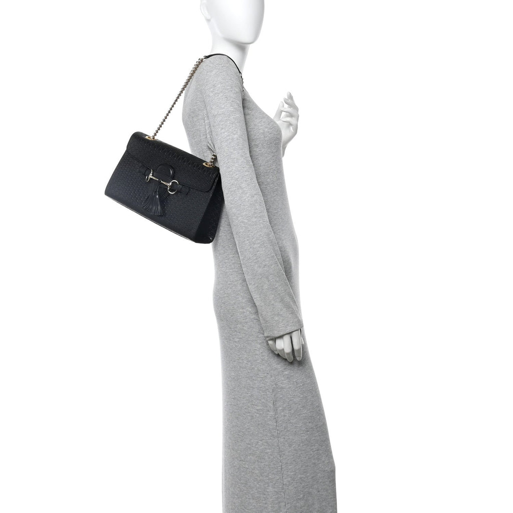 Gucci Microguccissima Medium Emily Chain Shoulder Bag Black