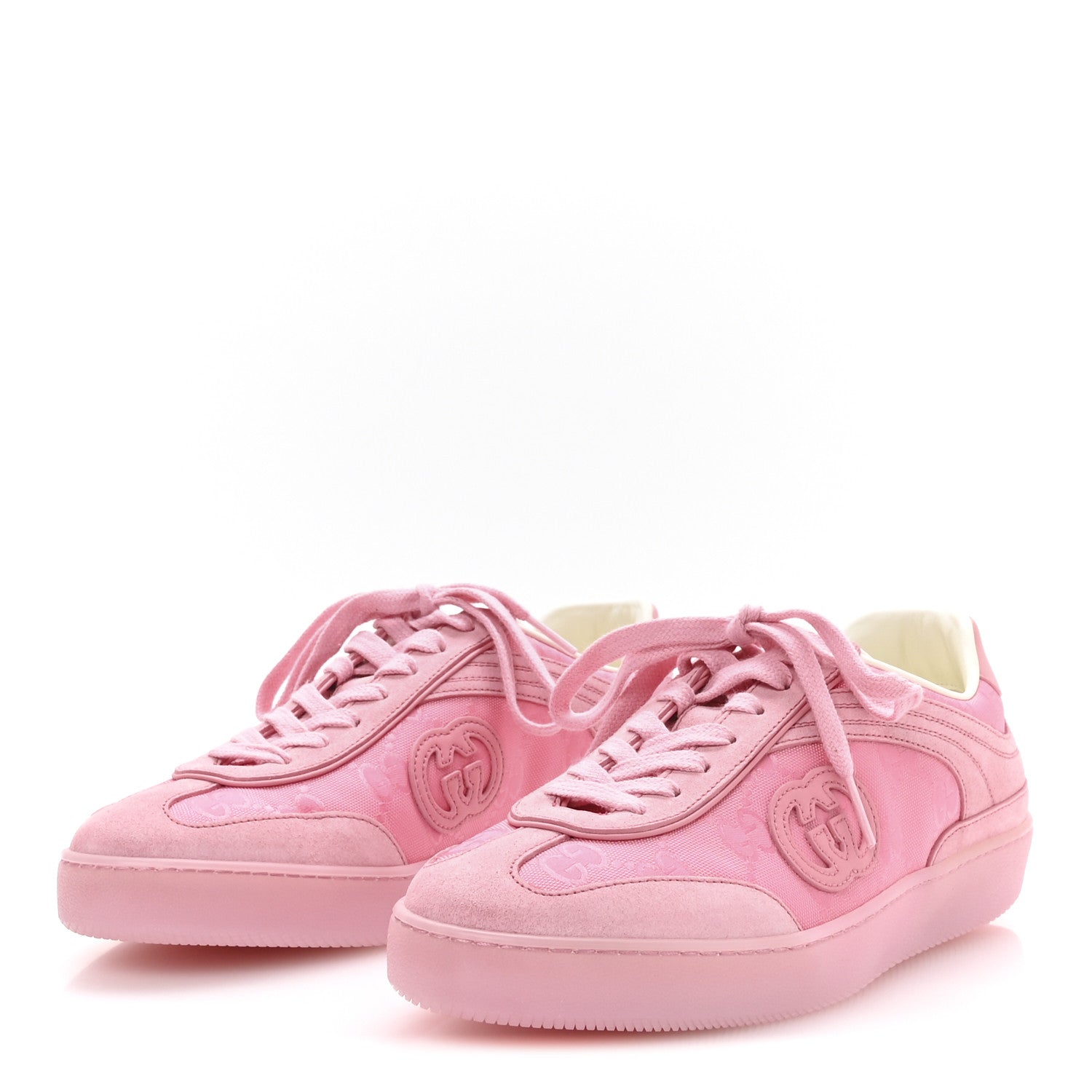 Gucci Suede Sweet GG Monogram Womens G75 Sneakers 39 Butterfly Pink