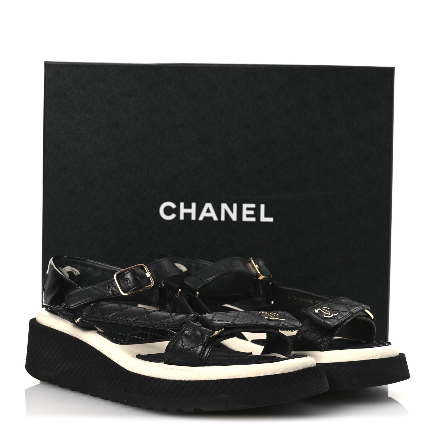 Lambskin Patent Logo Platform Sandals 39 Black