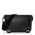 Gucci Imprime Monogram Medium Double Buckle Flap Messenger Bag Black