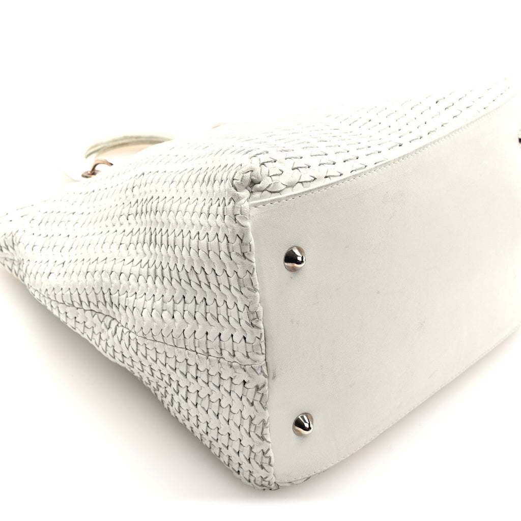 Christian Dior Lambskin Woven Dior Tote White