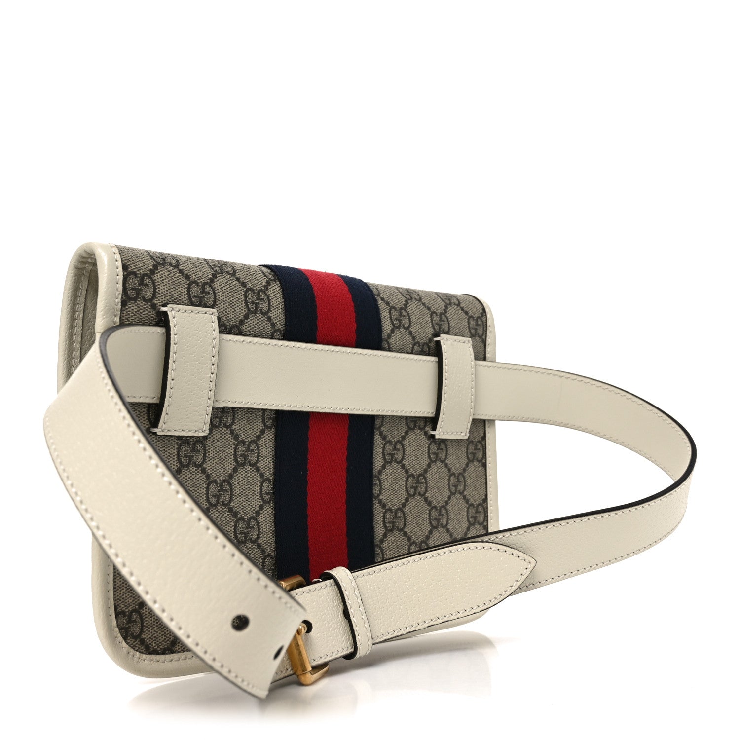 Gucci GG Supreme Monogram Web Small Ophidia Belt Bag 85 34 Beige Ebony White