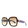 Gucci Acetate Square Frame Web Glitter Sunglasses GG0036S Brown Blue