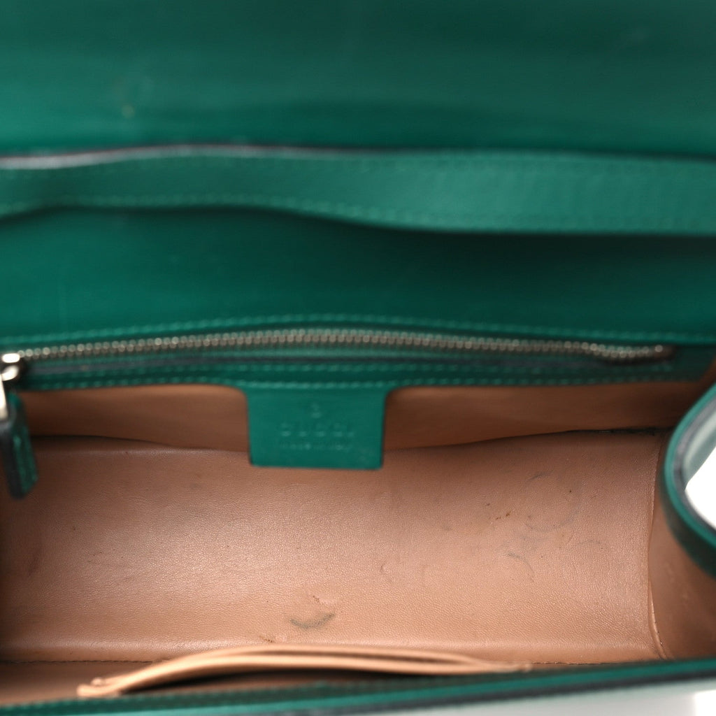 Gucci Calfskin Snakeskin Small Lilith Top Handle Bag Green
