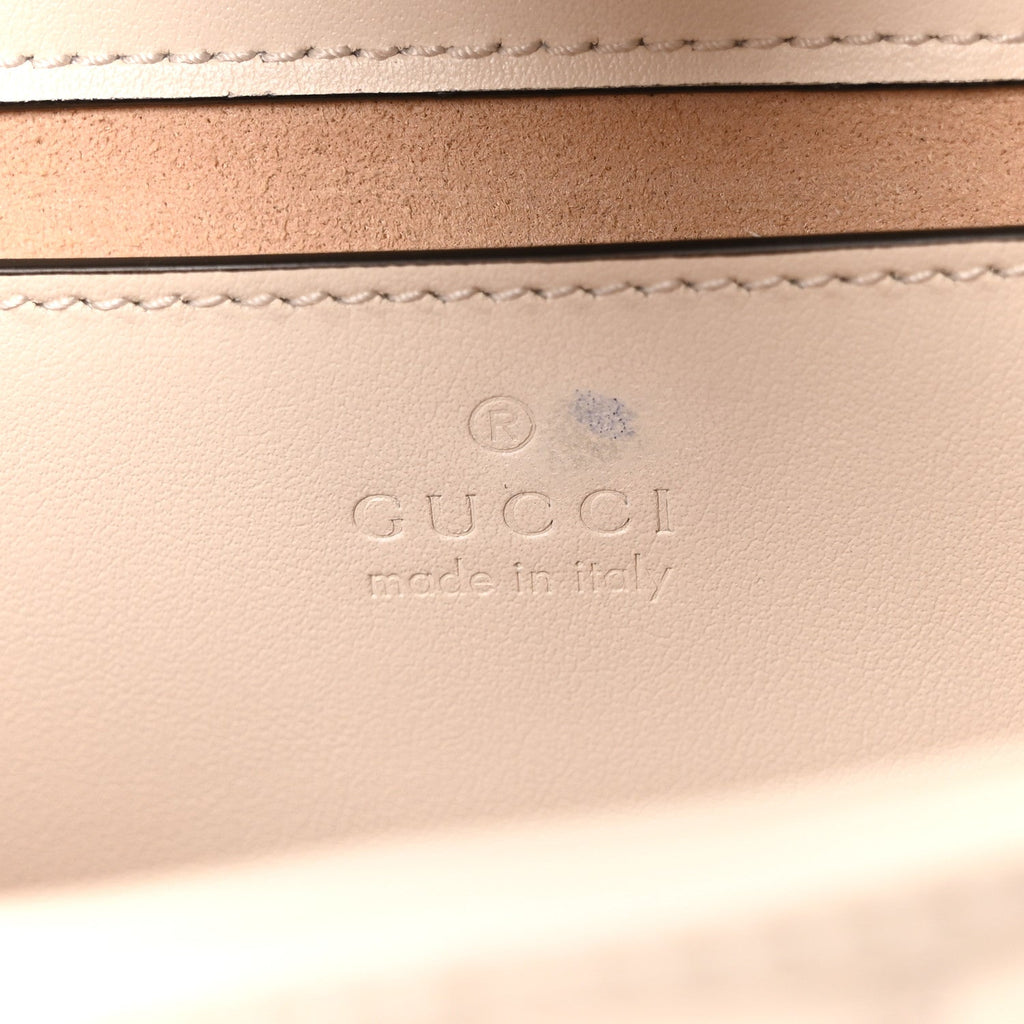 Gucci Calfskin Matelasse Aria Mini GG Marmont Shoulder Bag Mystic White