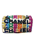 Chanel Printed Fabric Quilted Logo Single Flap Bag Multicolor