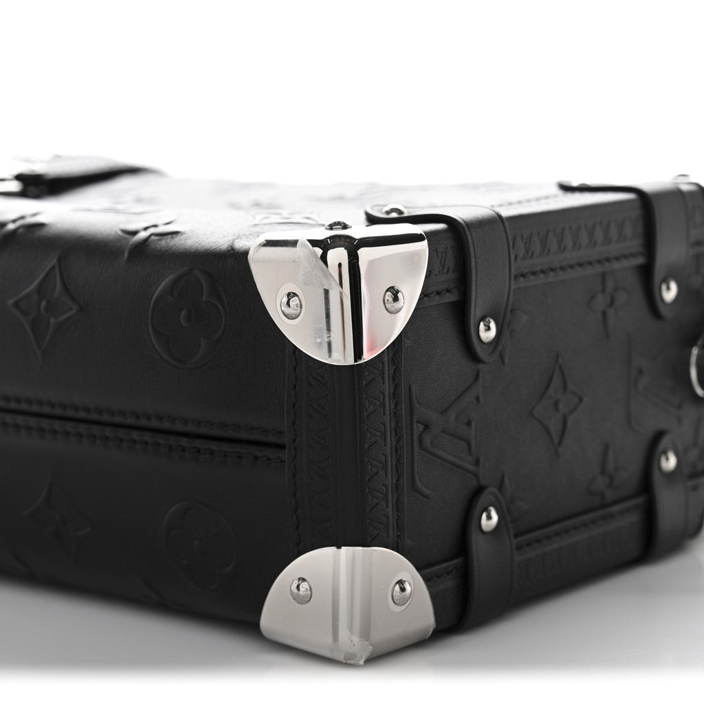 Louis Vuitton Calfskin Debossed Monogram Side Trunk Black